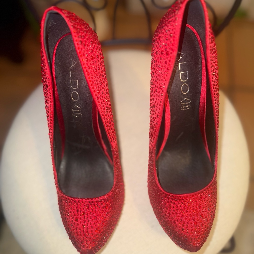 Red Rhinestone Pumps - Picture 3 of 6
